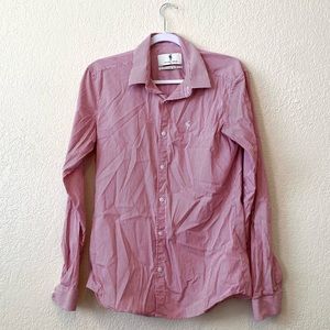 FATHER SONS Stretch Slim Red Striped Button Up Shirt